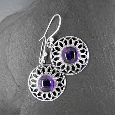 Amethyst - Ohrringe Rund